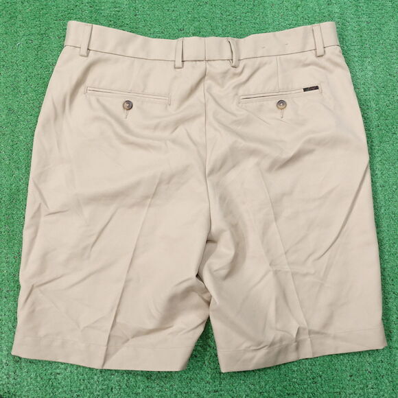GREG NORMAN BEIGE FLAT FRONT POLYESTER GOLF SHORTS MENS SIZE 36 - Picture 3 of 6